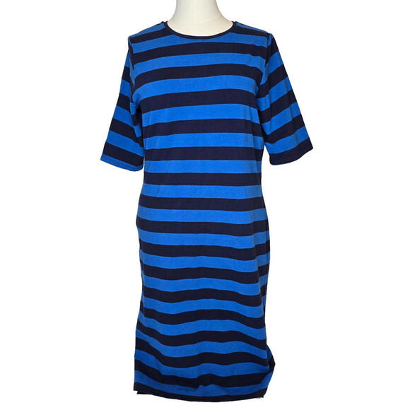 a new day Dresses & Skirts - A NEW‎ DAY BLUE AND BLACK 2 TONE STRIPED CHIC WOMEN'S DRESS SZ: LG